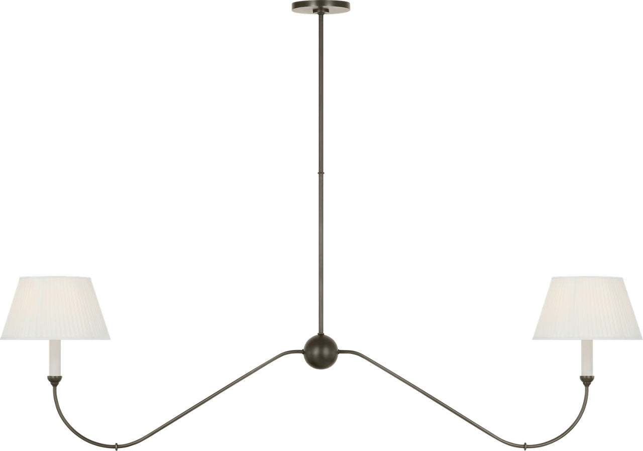 Ingela 65" Linear Chandelier | Modern Iron | Silk Pleat Shades