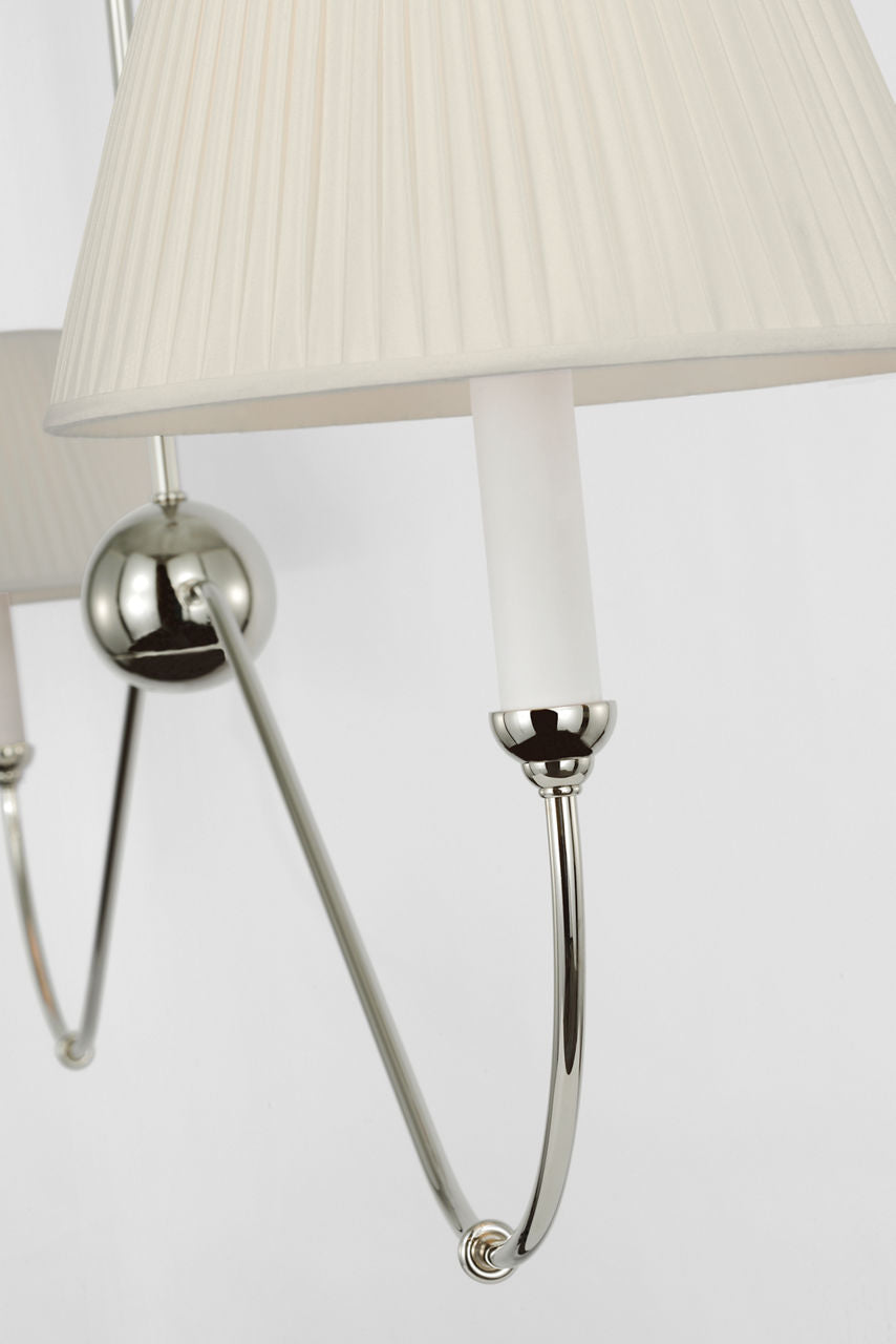 Ingela 65" Linear Chandelier | Polished Nickel | Silk Pleat Shades
