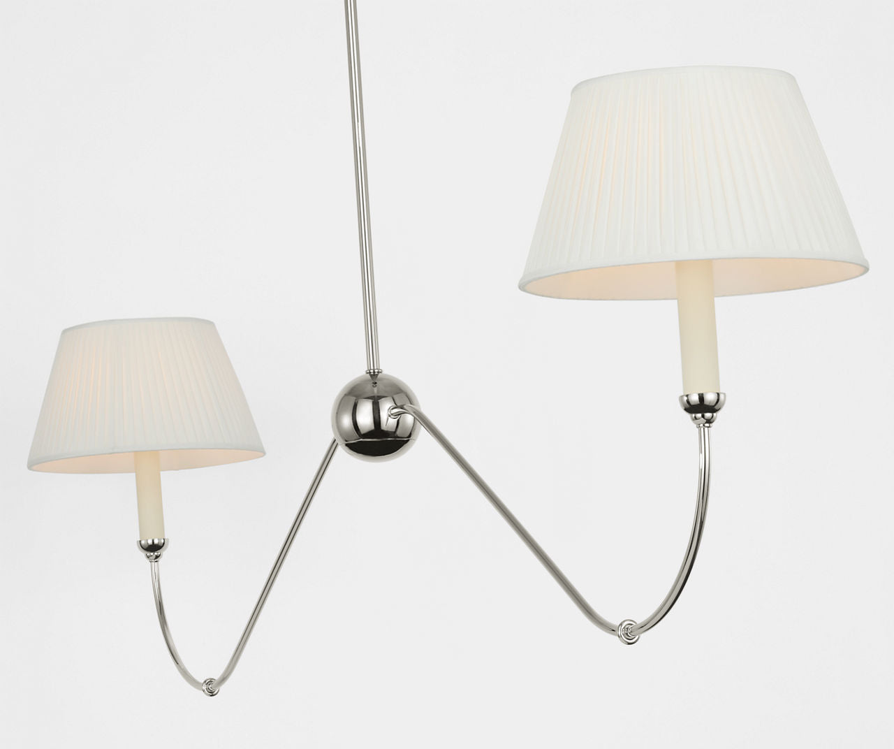 Ingela 65" Linear Chandelier | Polished Nickel | Silk Pleat Shades