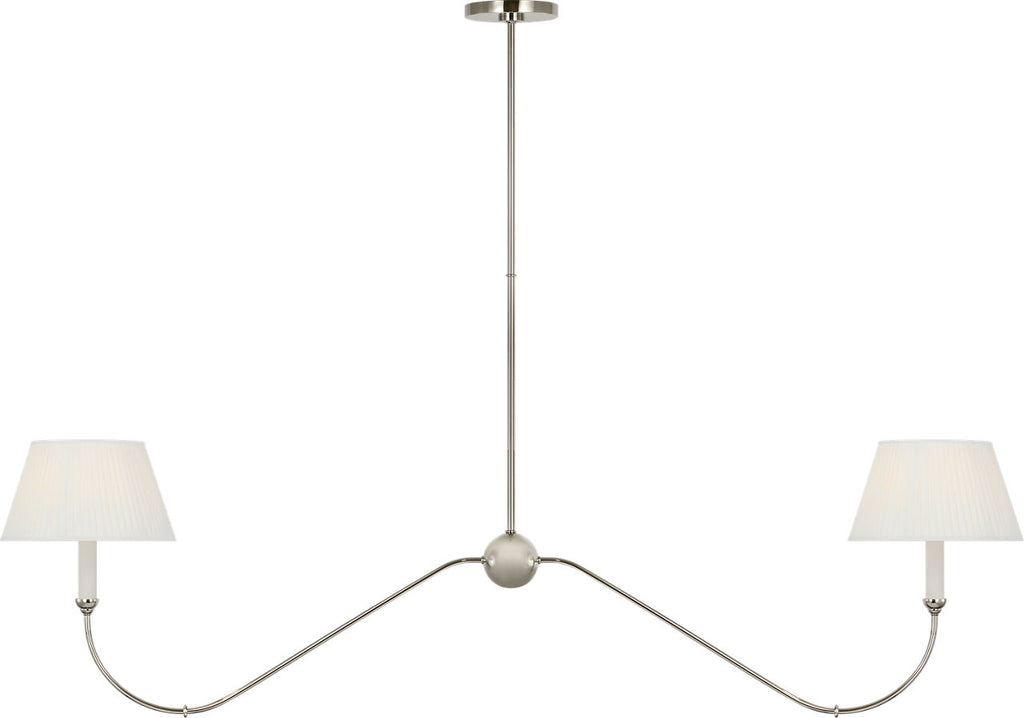 Ingela 65" Linear Chandelier | Polished Nickel | Silk Pleat Shades