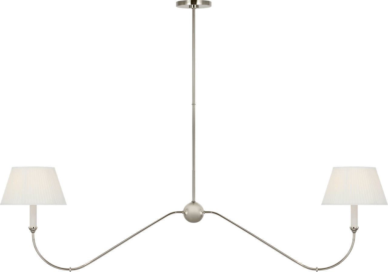 Ingela 65" Linear Chandelier | Polished Nickel | Silk Pleat Shades