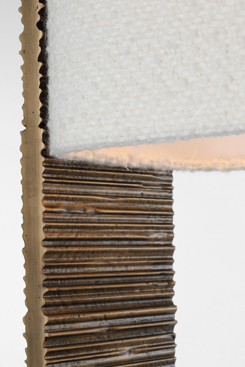 Fumar 55" Statement Floor Lamp | Ridged Tombac | BouclÃ© Shade