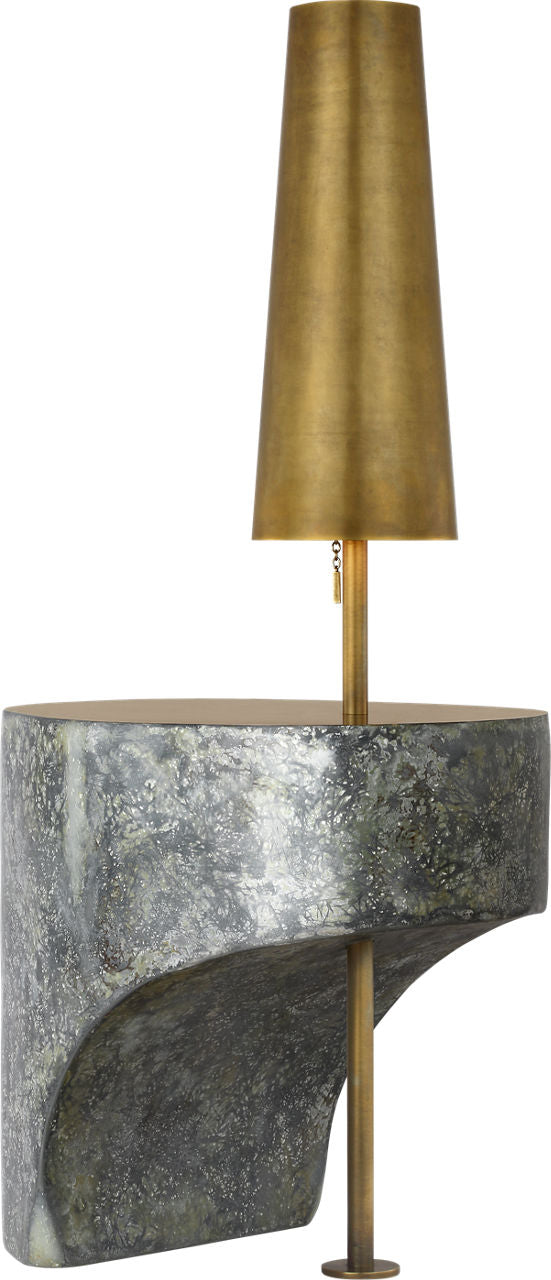 Runia 49" Sculpted Side Table Floor Lamp | Eclipse | Mottled Brass