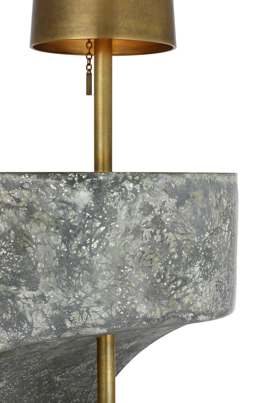 Runia 49" Sculpted Side Table Floor Lamp | Eclipse | Mottled Brass