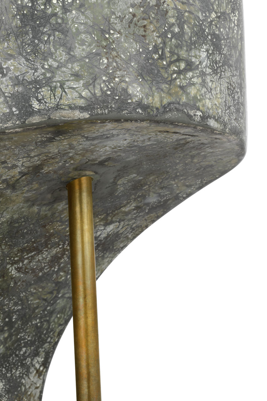 Runia 49" Sculpted Side Table Floor Lamp | Eclipse | Mottled Brass