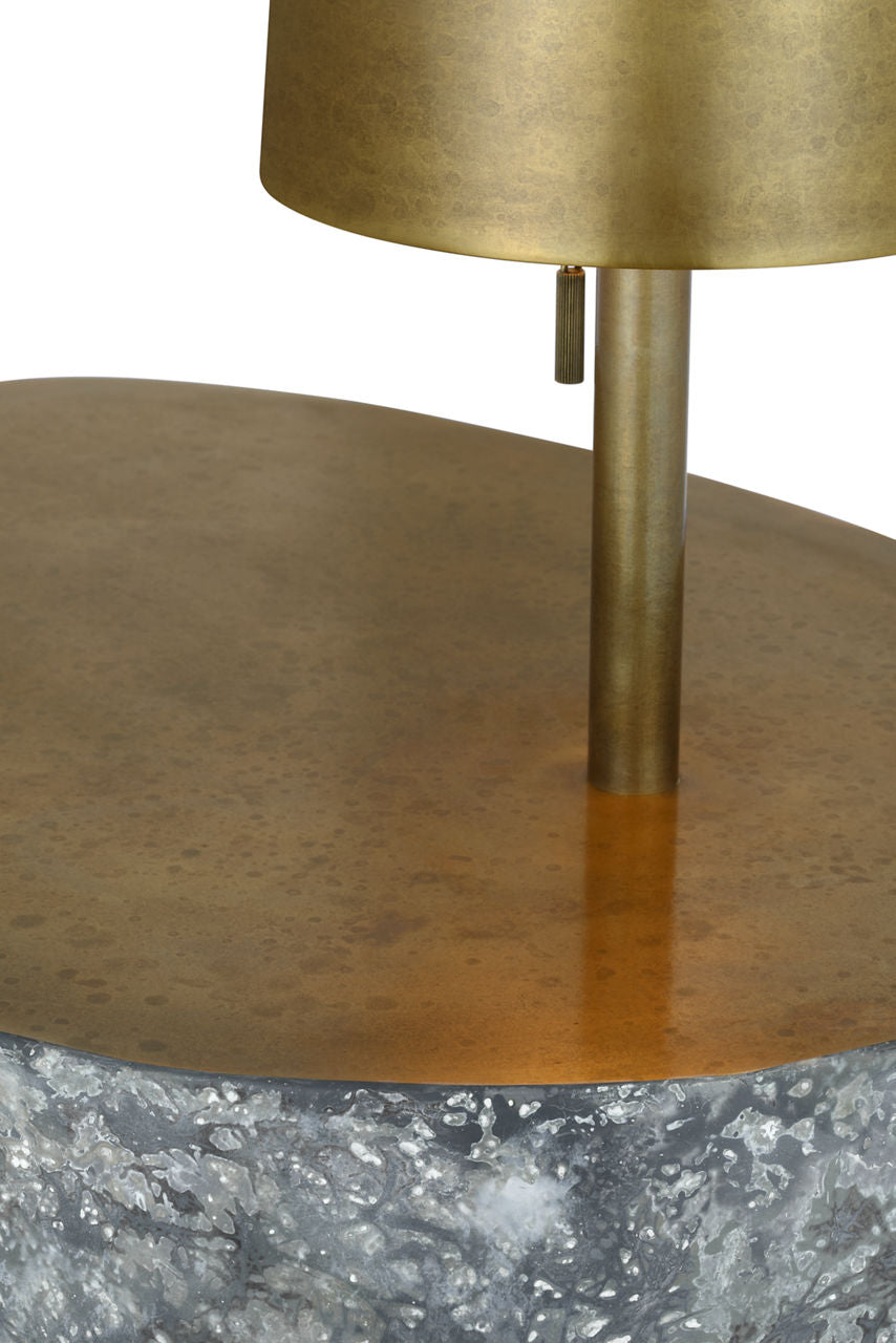 Runia 49" Sculpted Side Table Floor Lamp | Eclipse | Mottled Brass