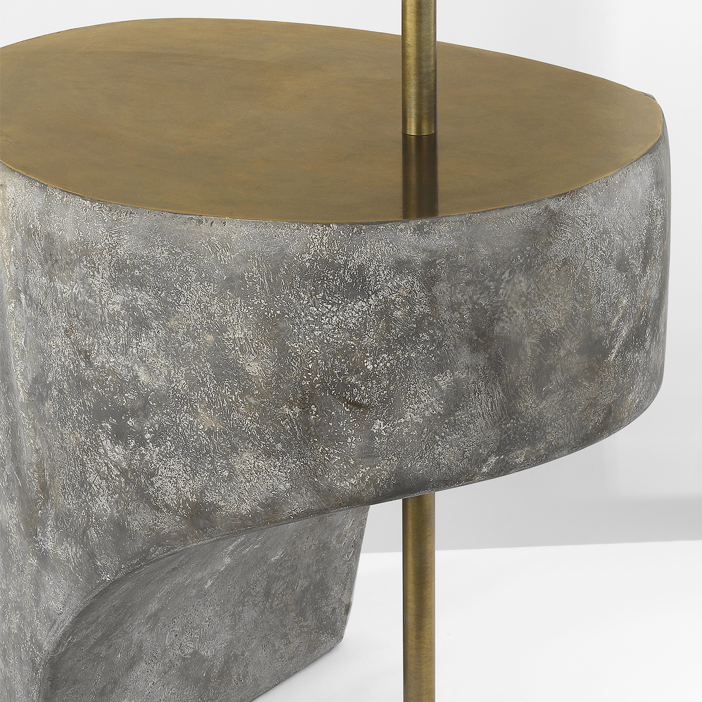 Runia 49" Sculpted Side Table Floor Lamp | Eclipse | Mottled Brass