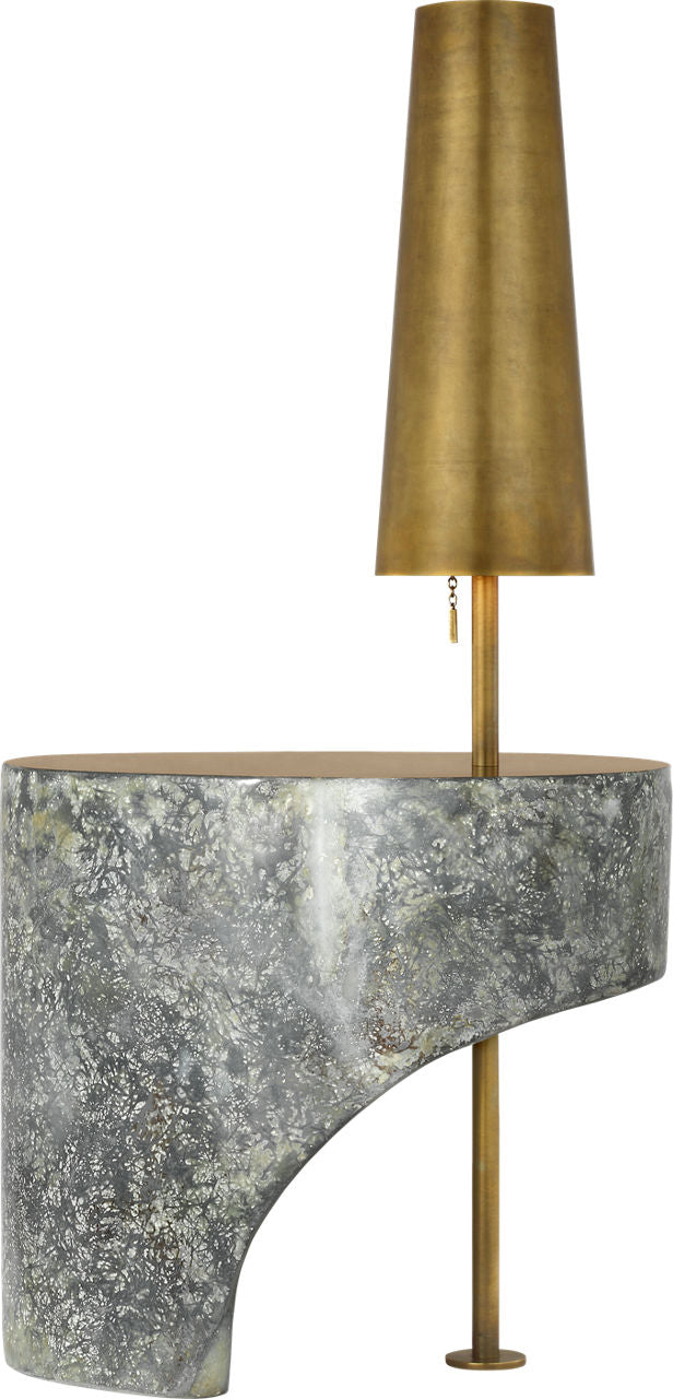 Runia 49" Sculpted Side Table Floor Lamp | Eclipse | Mottled Brass