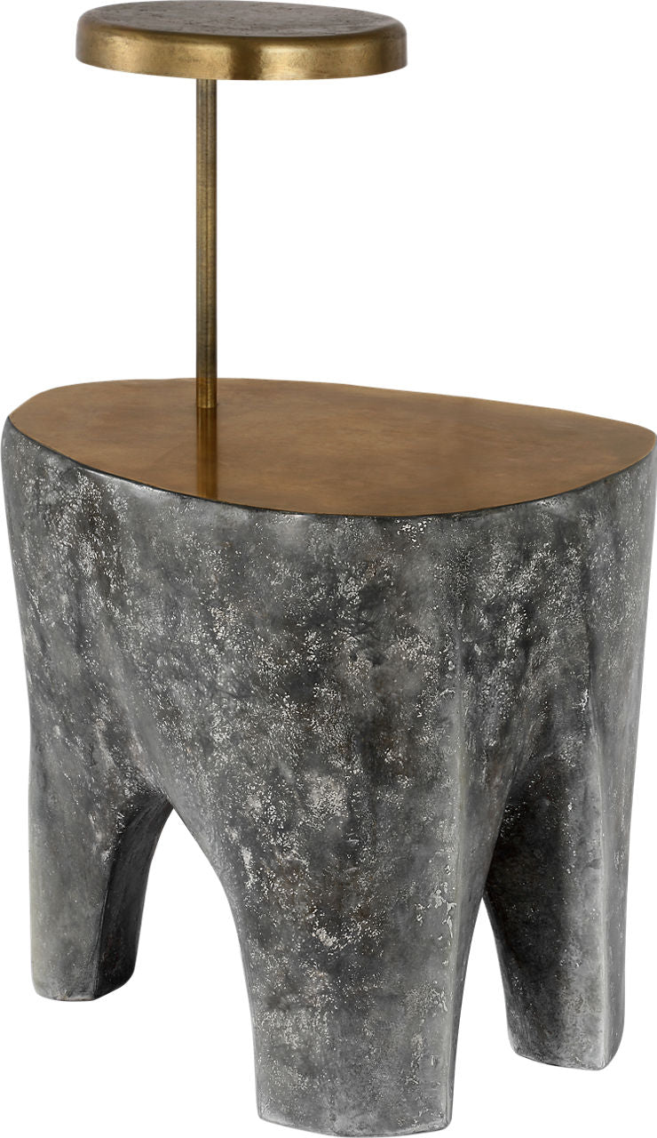 Lega 36" Sculpted Side Table Reading Floor Lamp | Eclipse | Museum Brass