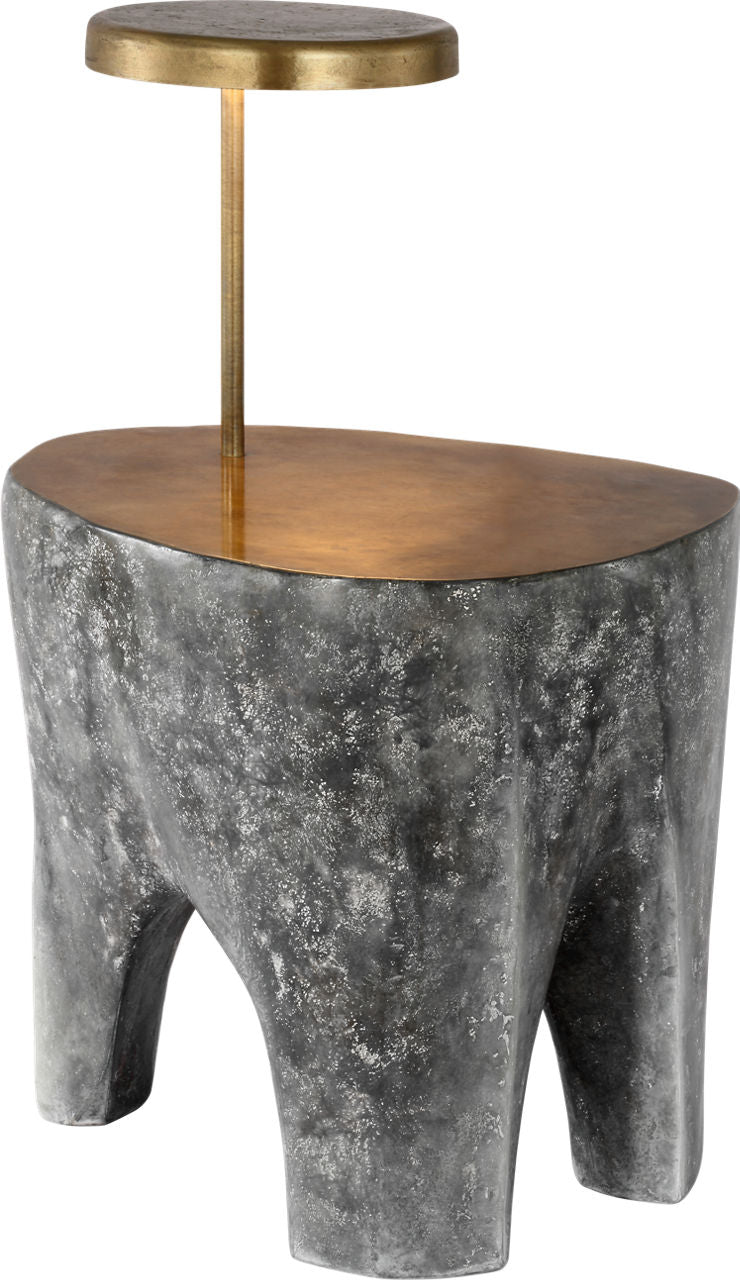 Lega 36" Sculpted Side Table Reading Floor Lamp | Eclipse | Museum Brass