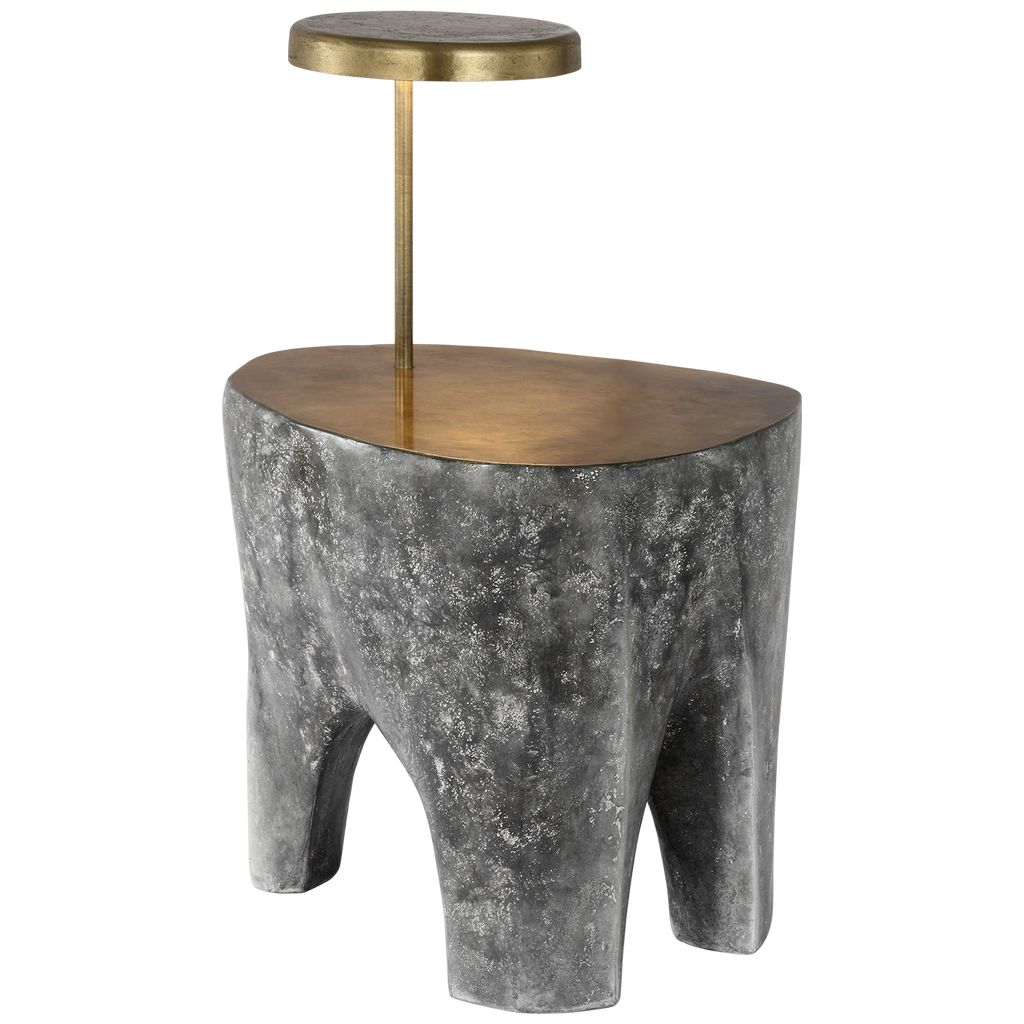 Lega 36" Sculpted Side Table Reading Floor Lamp | Eclipse | Museum Brass