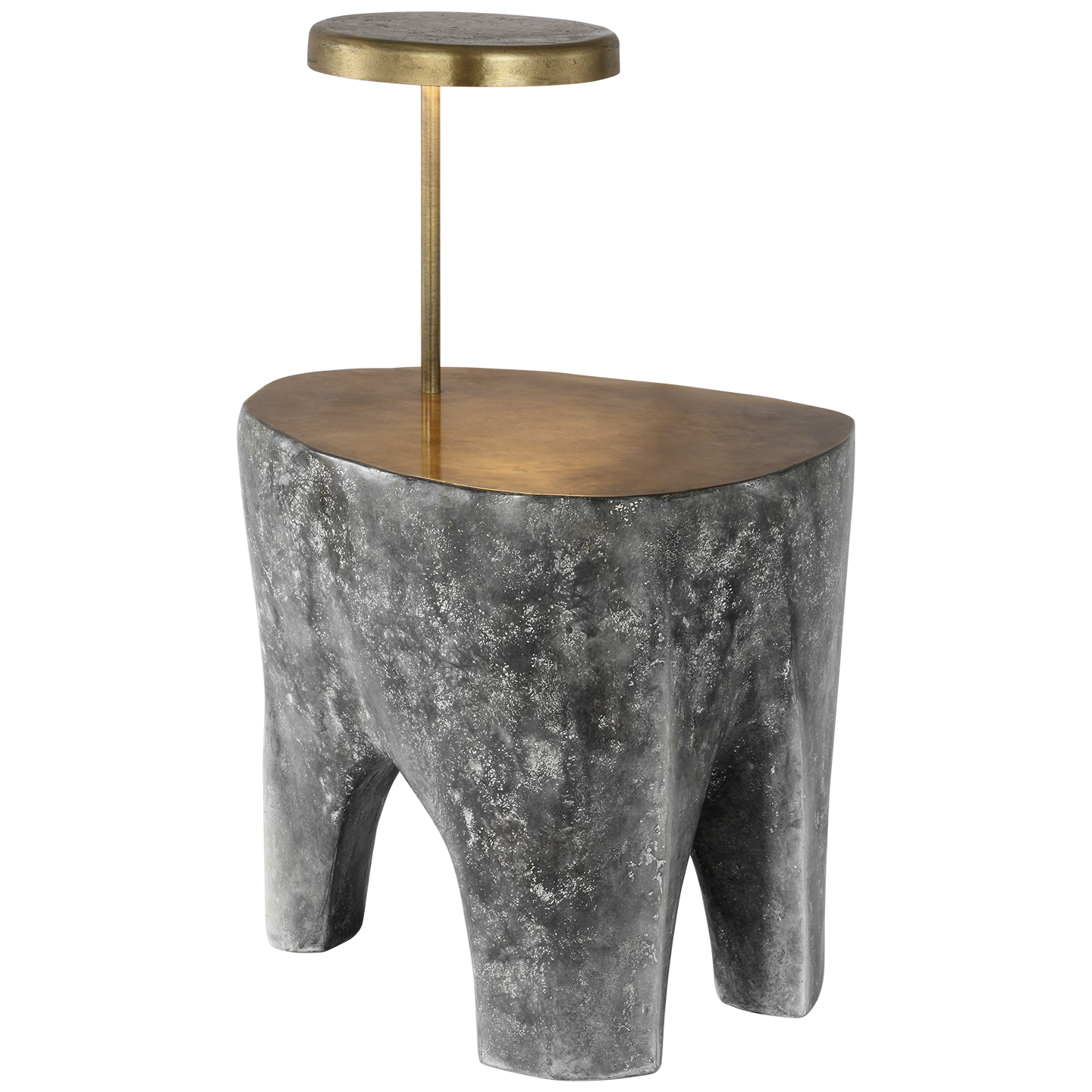 Lega 36" Sculpted Side Table Reading Floor Lamp | Eclipse | Museum Brass