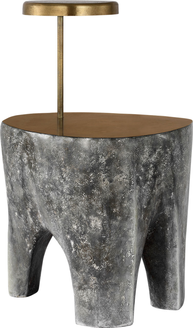 Lega 36" Sculpted Side Table Reading Floor Lamp | Eclipse | Museum Brass