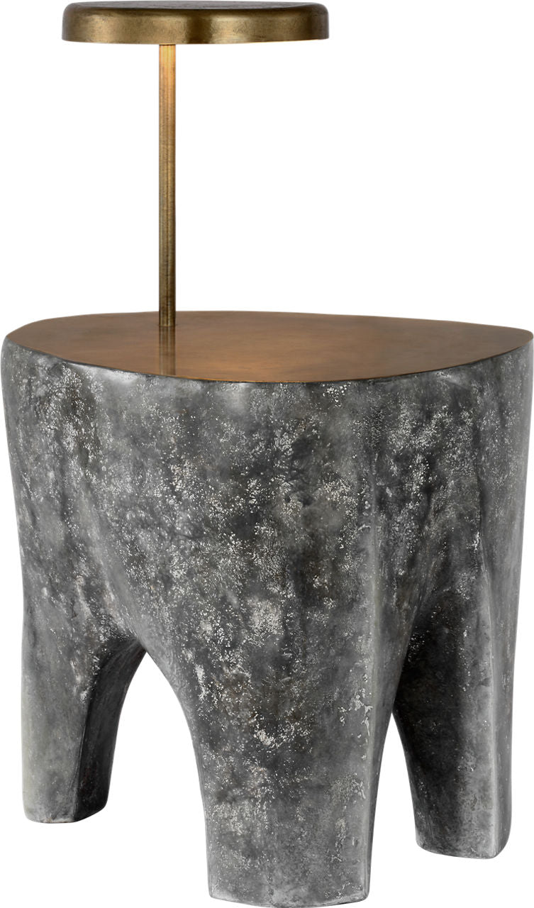 Lega 36" Sculpted Side Table Reading Floor Lamp | Eclipse | Museum Brass