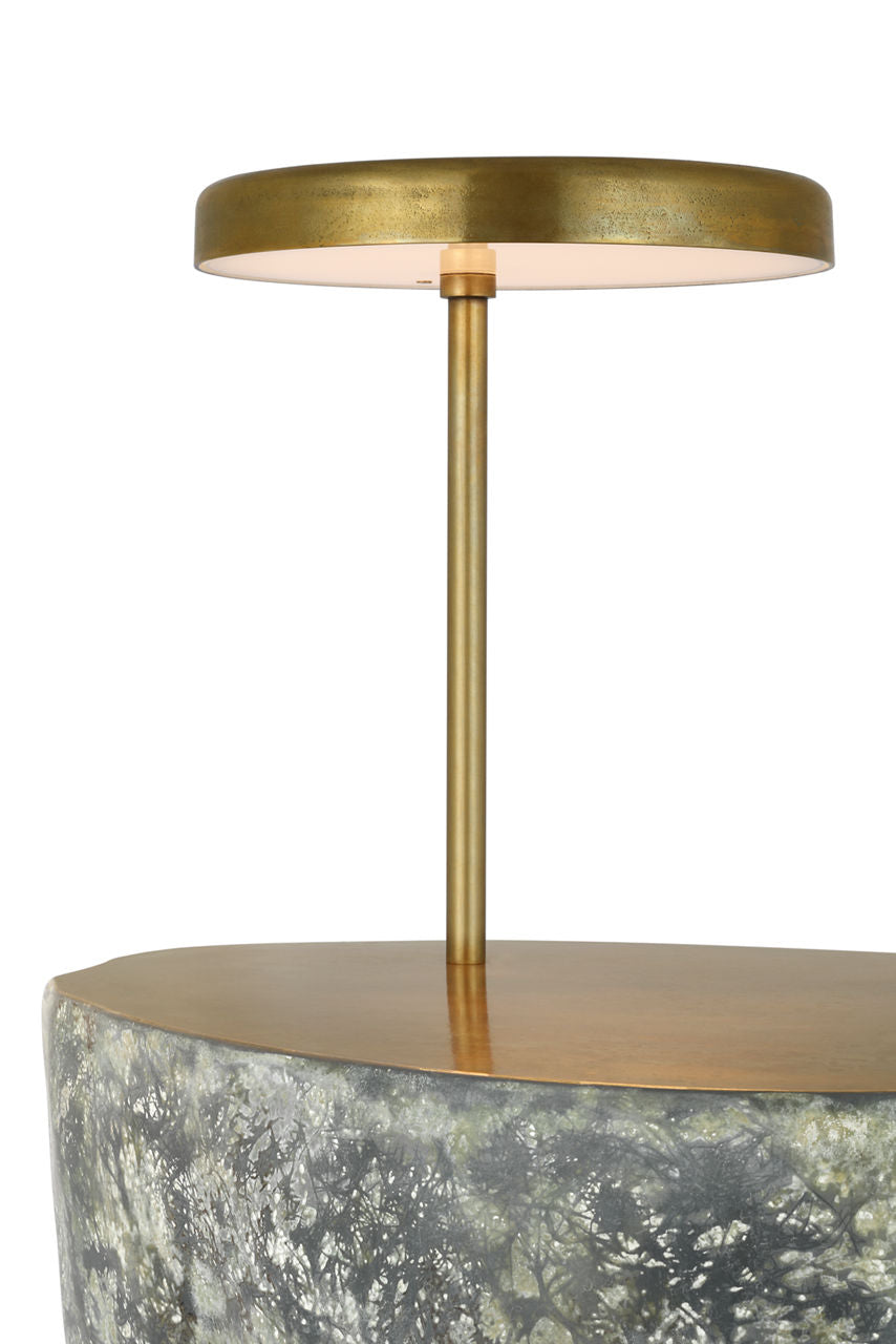 Lega 36" Sculpted Side Table Reading Floor Lamp | Eclipse | Museum Brass