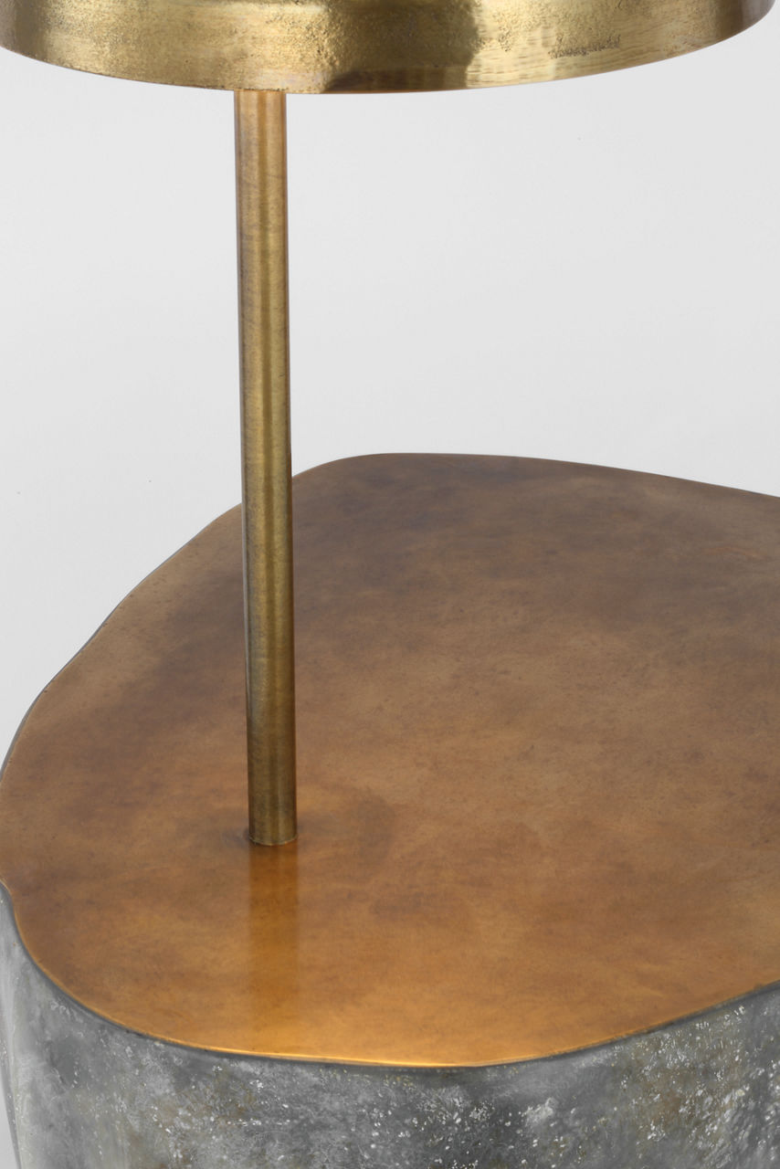 Lega 36" Sculpted Side Table Reading Floor Lamp | Eclipse | Museum Brass
