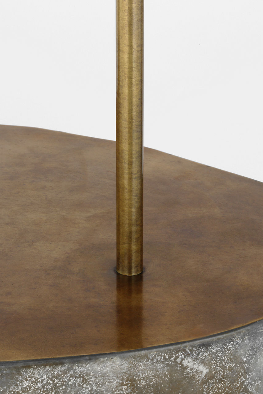 Lega 36" Sculpted Side Table Reading Floor Lamp | Eclipse | Museum Brass