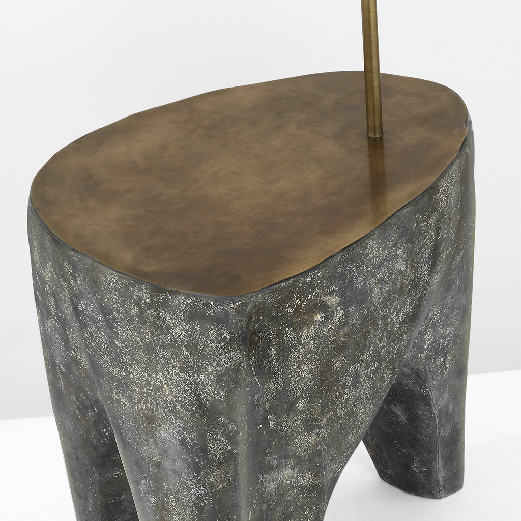 Lega 36" Sculpted Side Table Reading Floor Lamp | Eclipse | Museum Brass
