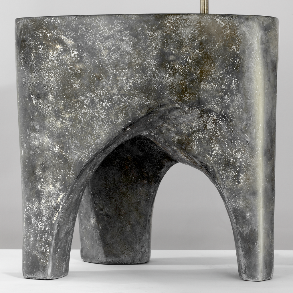 Lega 36" Sculpted Side Table Reading Floor Lamp | Eclipse | Museum Brass