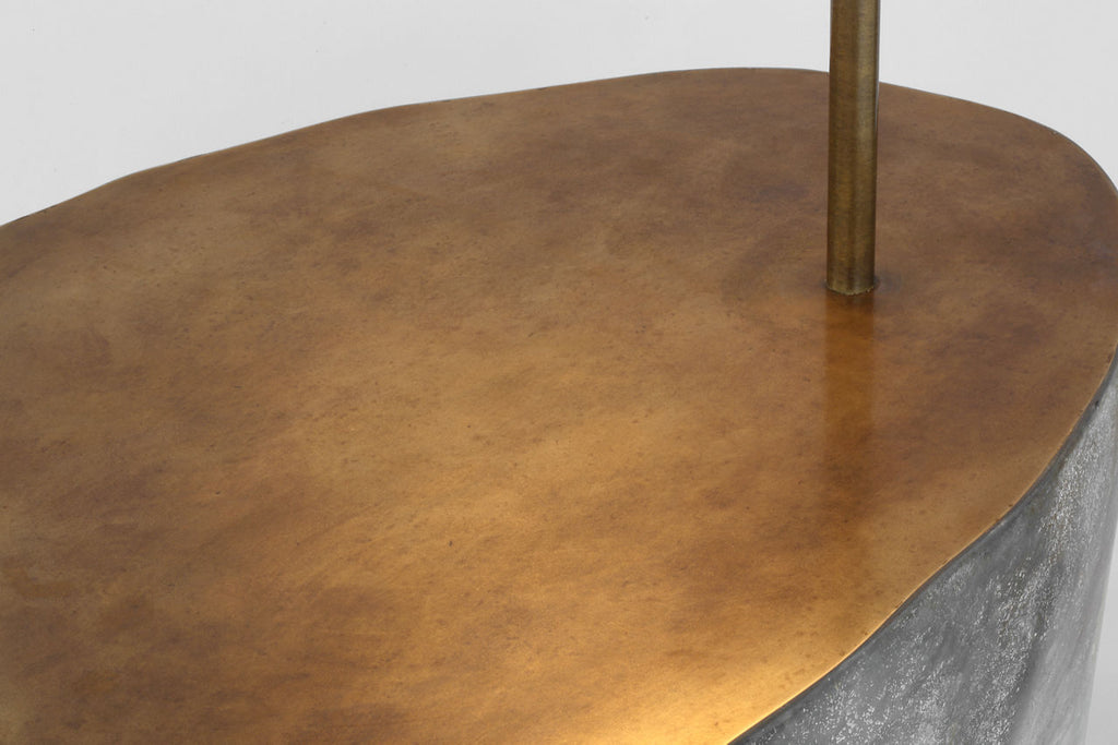 Lega 36" Sculpted Side Table Reading Floor Lamp | Eclipse | Museum Brass