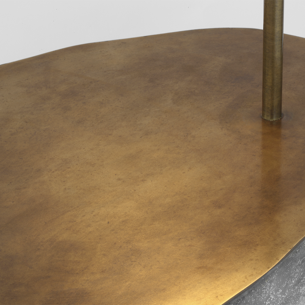 Lega 36" Sculpted Side Table Reading Floor Lamp | Eclipse | Museum Brass