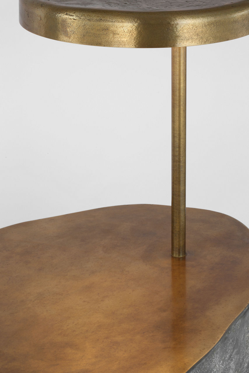 Lega 36" Sculpted Side Table Reading Floor Lamp | Eclipse | Museum Brass