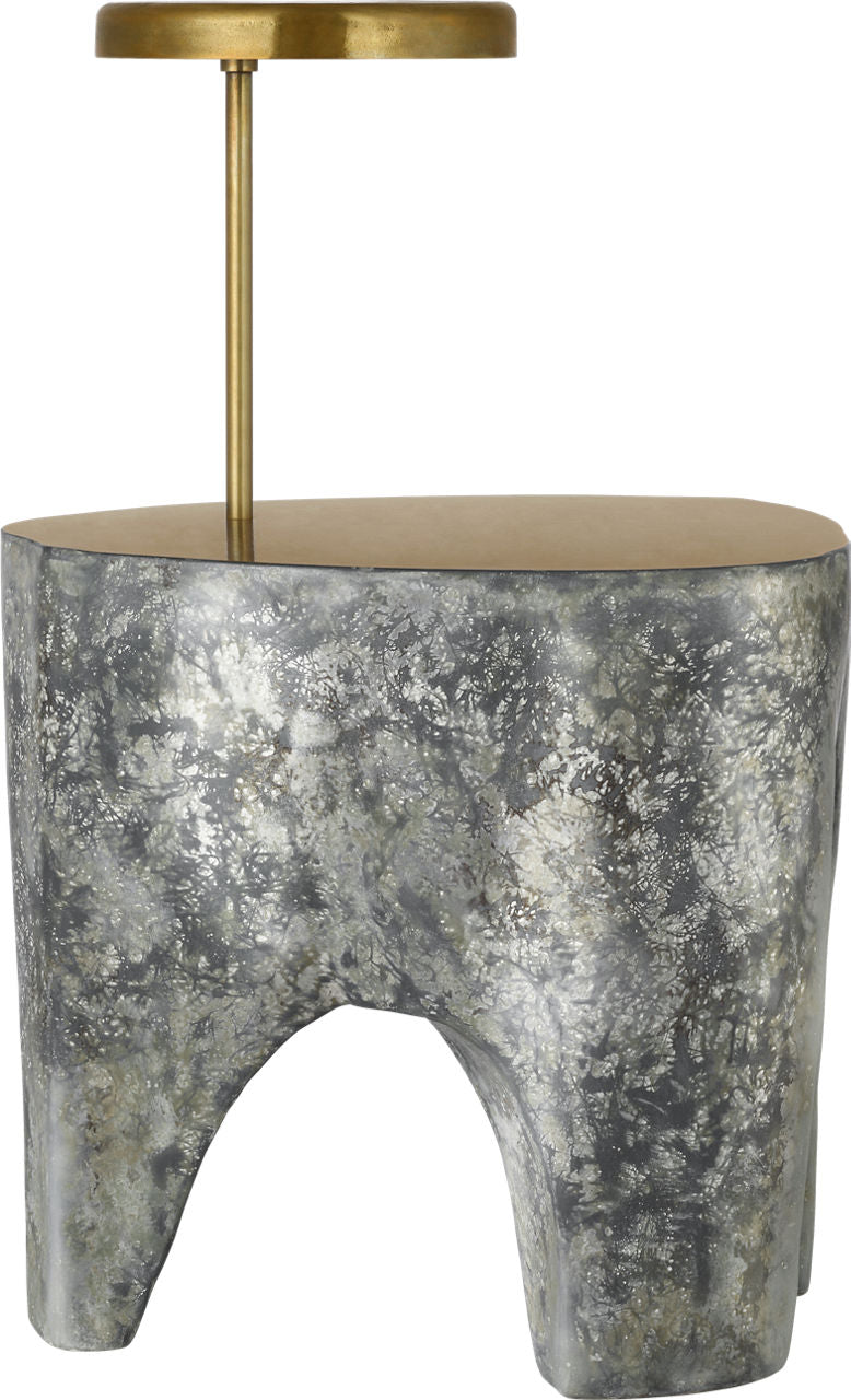 Lega 36" Sculpted Side Table Reading Floor Lamp | Eclipse | Museum Brass