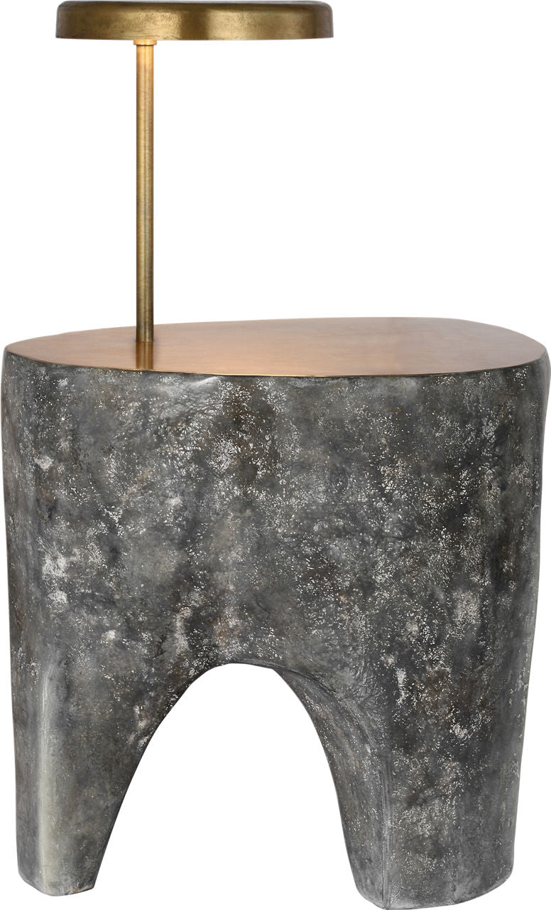 Lega 36" Sculpted Side Table Reading Floor Lamp | Eclipse | Museum Brass