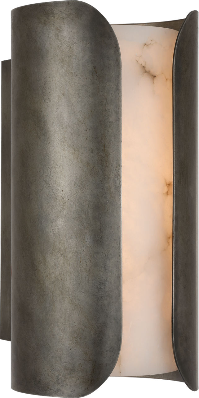 Armise 14" Sconce | Mottled Pewter | Alabaster