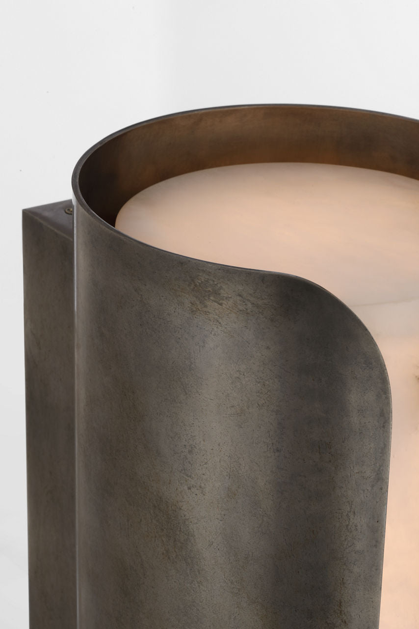 Armise 14" Sconce | Mottled Pewter | Alabaster