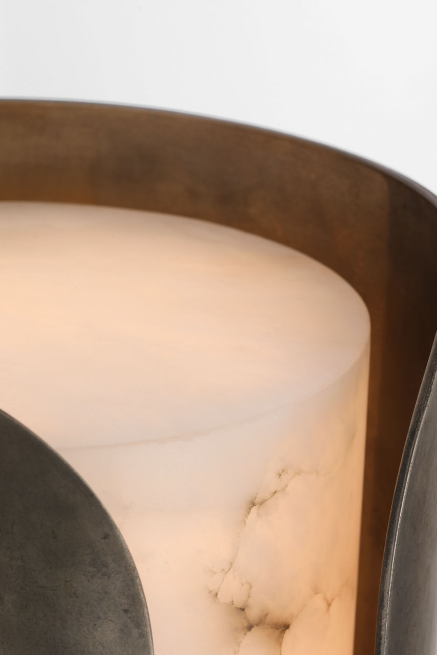 Armise 14" Sconce | Mottled Pewter | Alabaster