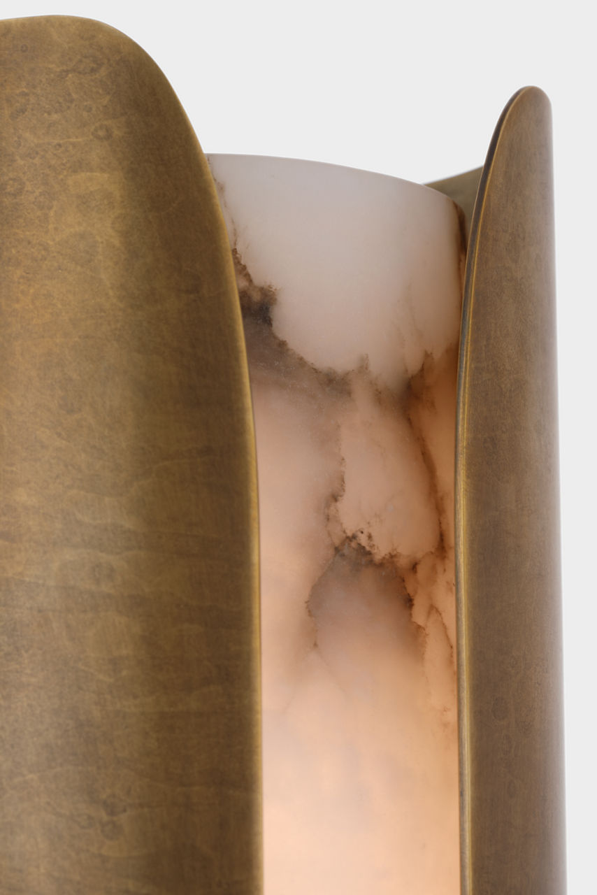 Armise 18" Sconce | Mottled Brass | Alabaster