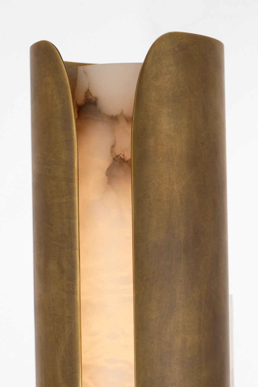 Armise 18" Sconce | Mottled Brass | Alabaster