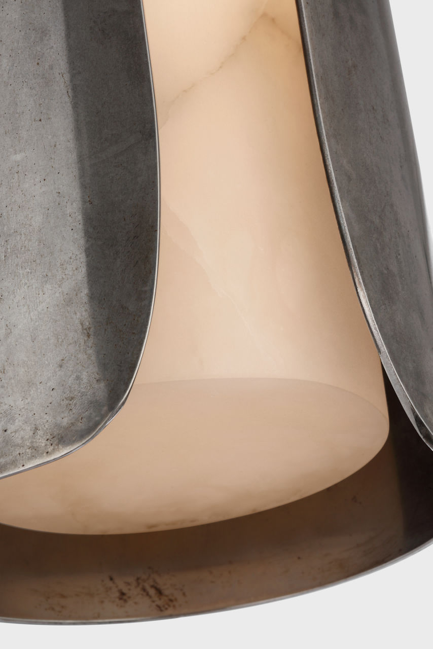 Armise 18" Sconce | Mottled Pewter | Alabaster