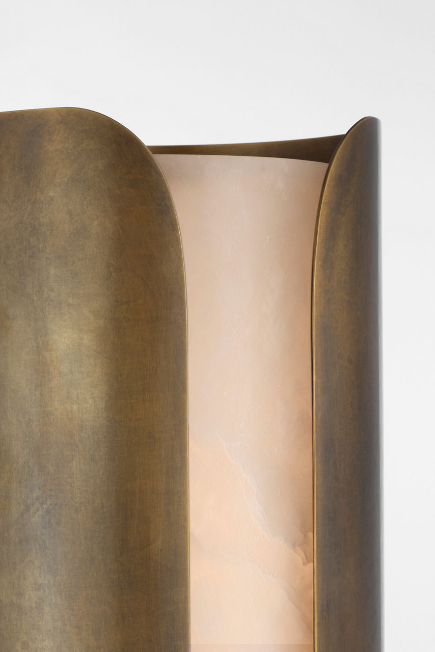 Armise 29" Sconce | Mottled Brass | Alabaster