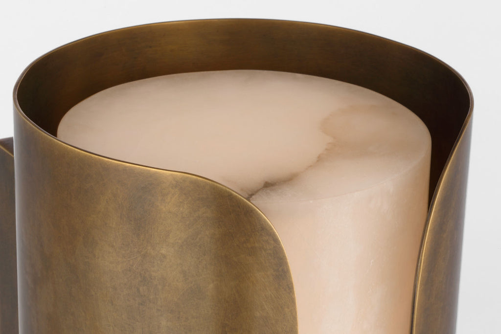 Armise 29" Sconce | Mottled Brass | Alabaster