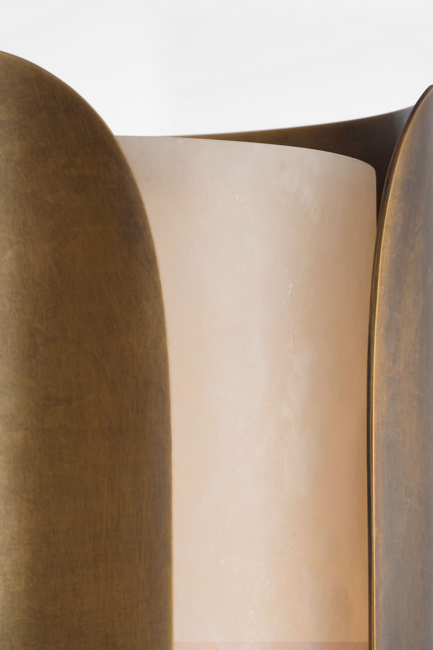 Armise 29" Sconce | Mottled Brass | Alabaster