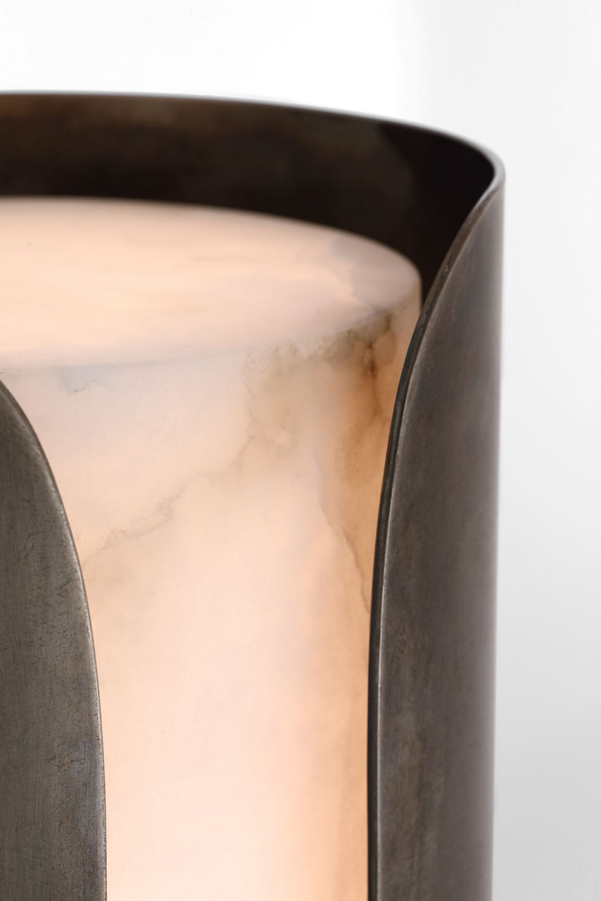 Armise 29" Sconce | Mottled Pewter | Alabaster