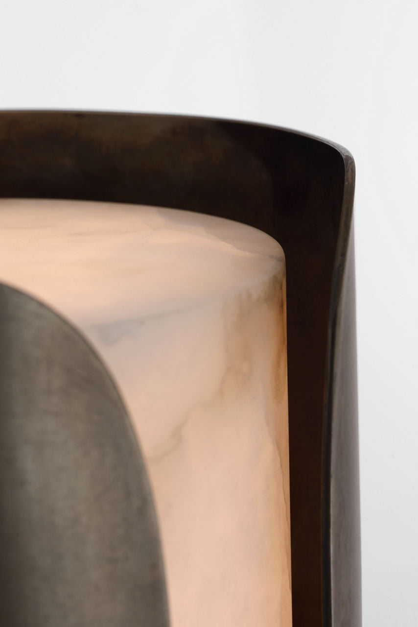 Armise 29" Sconce | Mottled Pewter | Alabaster