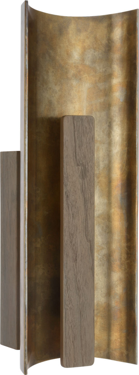 Remi 18" Sconce | Mottled Brass and Warm Walnut