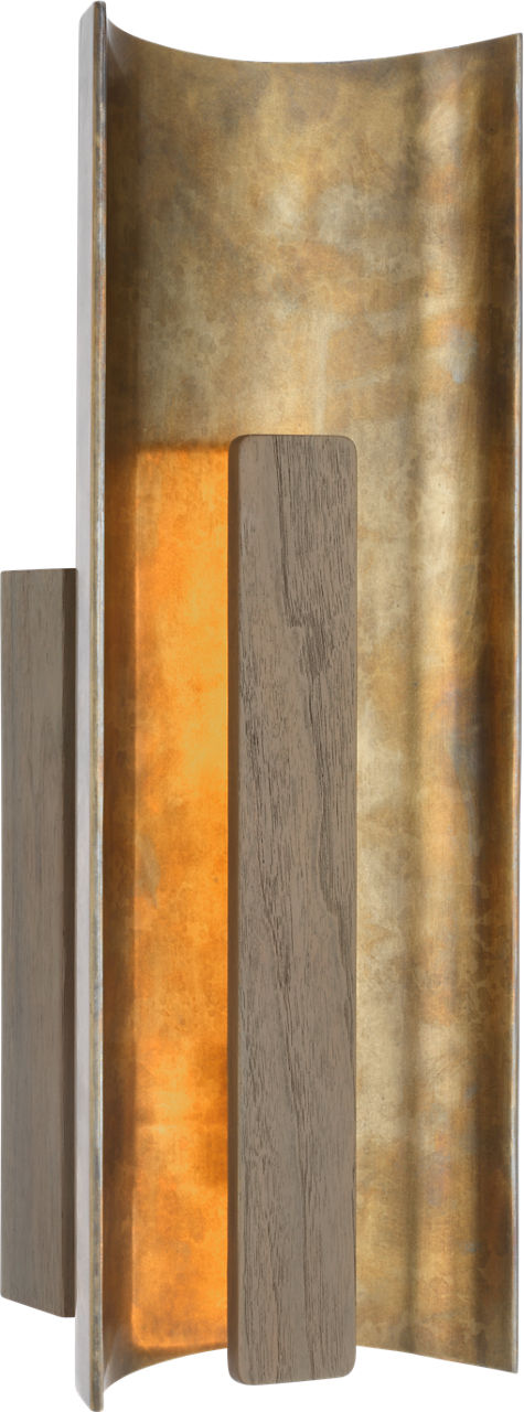 Remi 18" Sconce | Mottled Brass and Warm Walnut