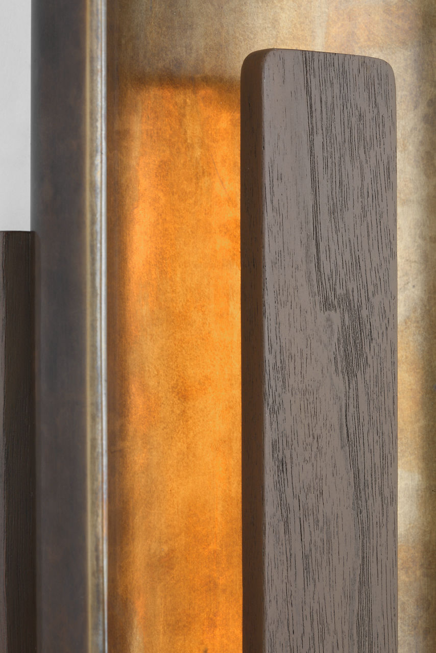 Remi 18" Sconce | Mottled Brass and Warm Walnut