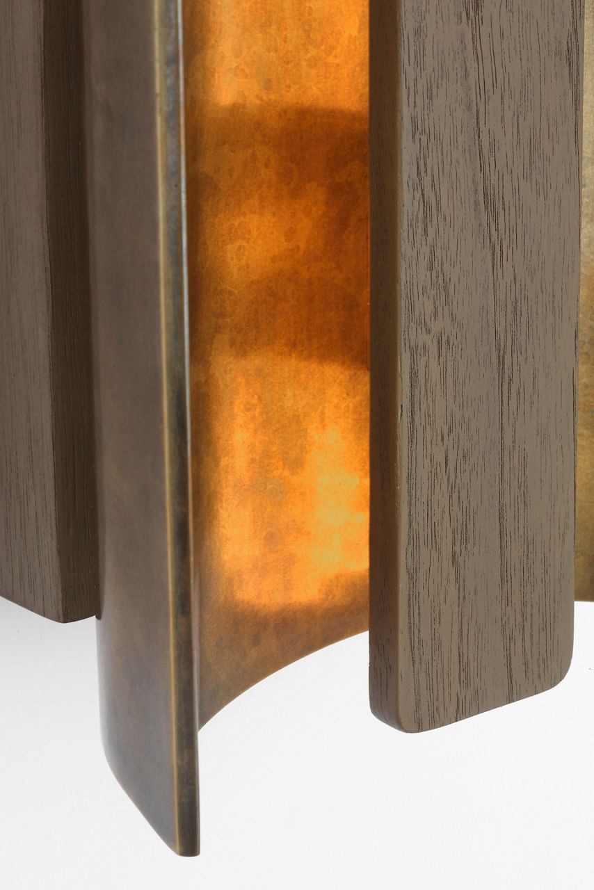 Remi 18" Sconce | Mottled Brass and Warm Walnut