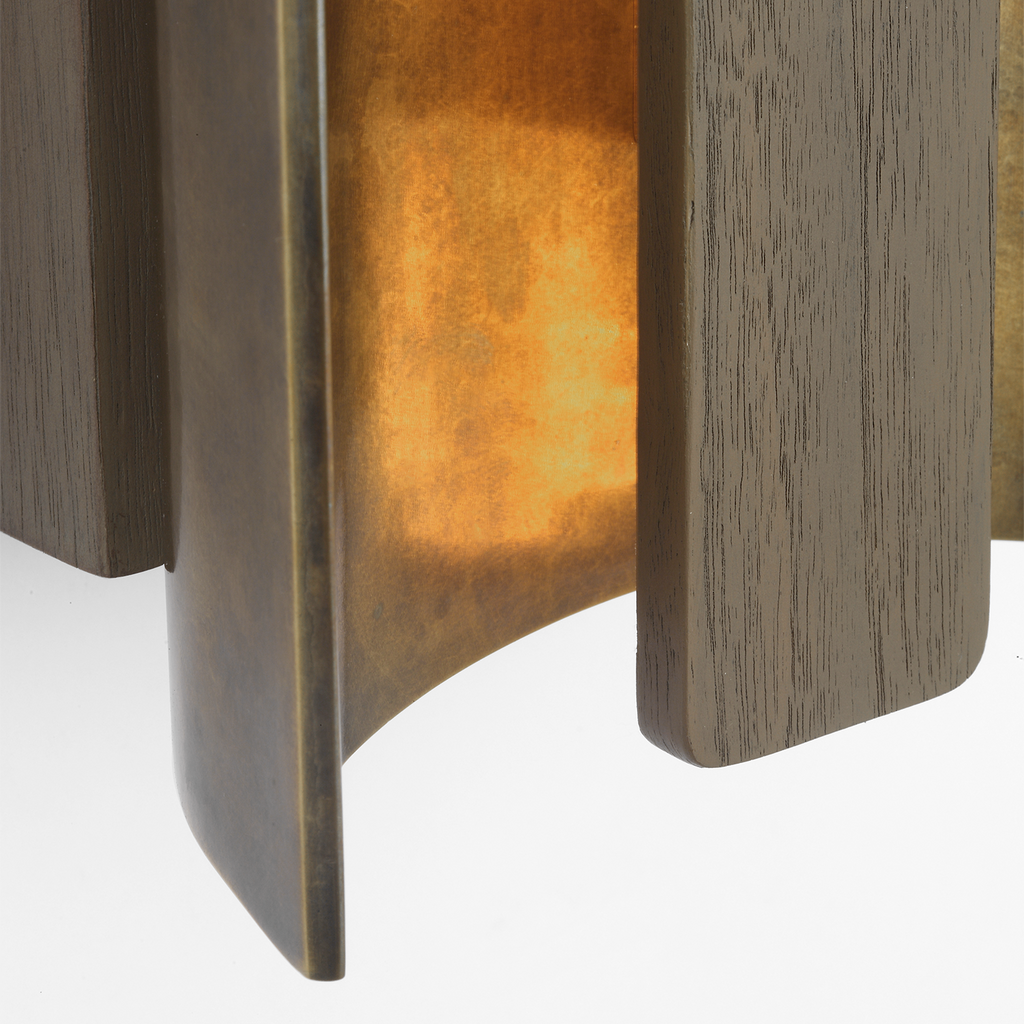 Remi 18" Sconce | Mottled Brass and Warm Walnut