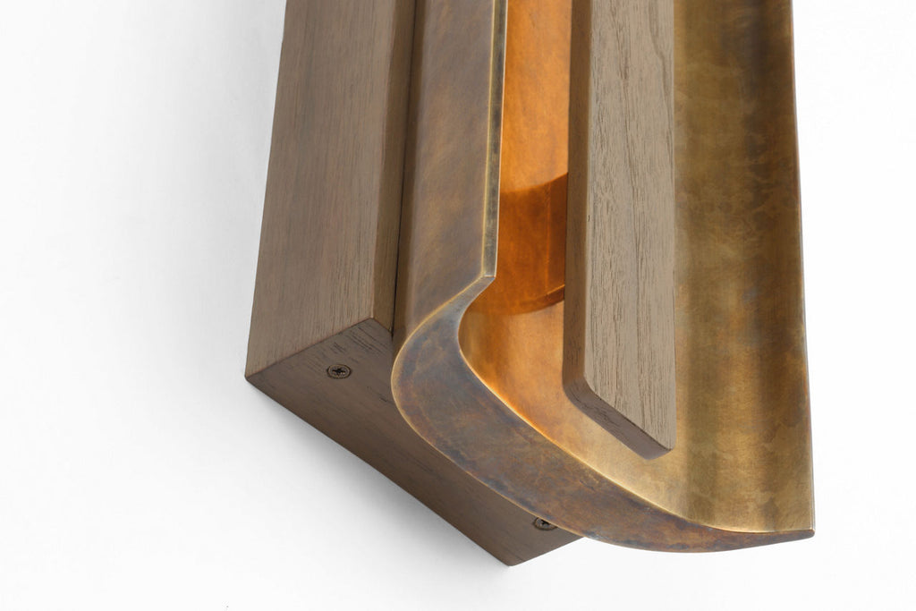 Remi 18" Sconce | Mottled Brass and Warm Walnut