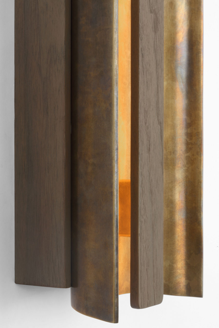 Remi 18" Sconce | Mottled Brass and Warm Walnut