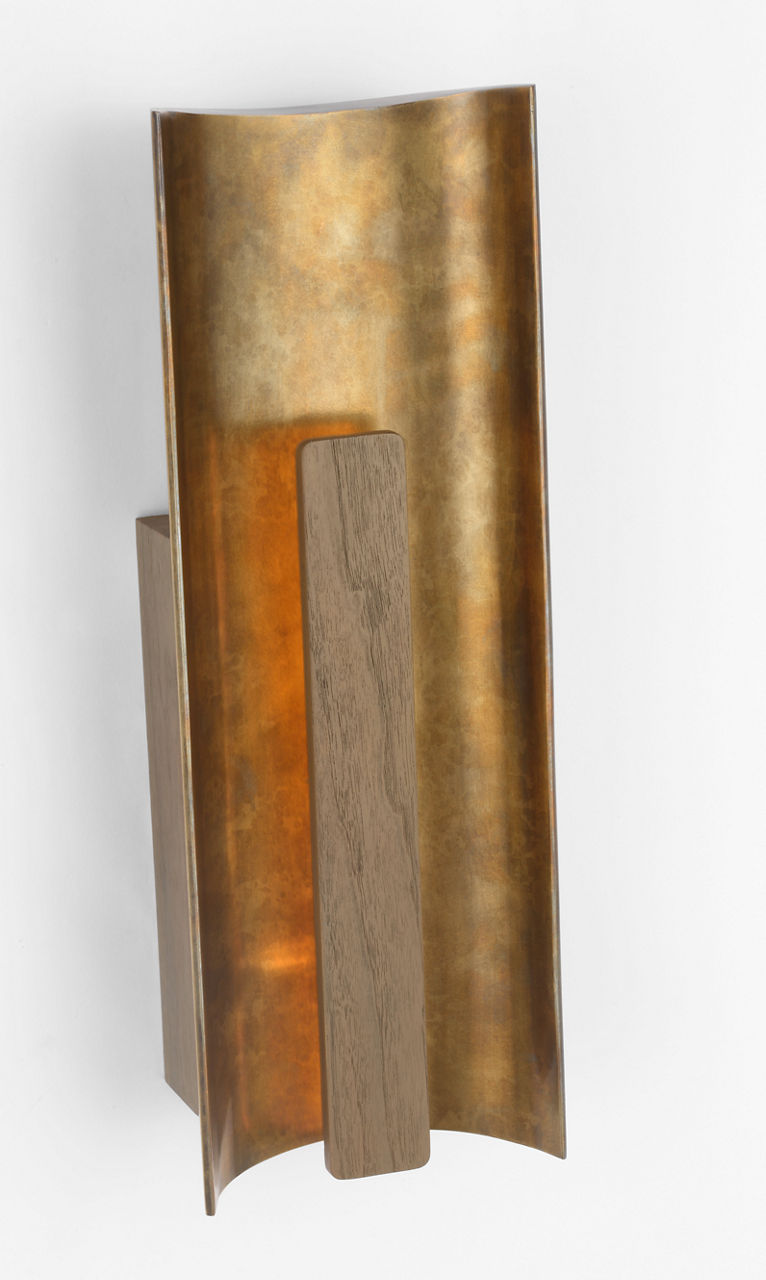 Remi 18" Sconce | Mottled Brass and Warm Walnut