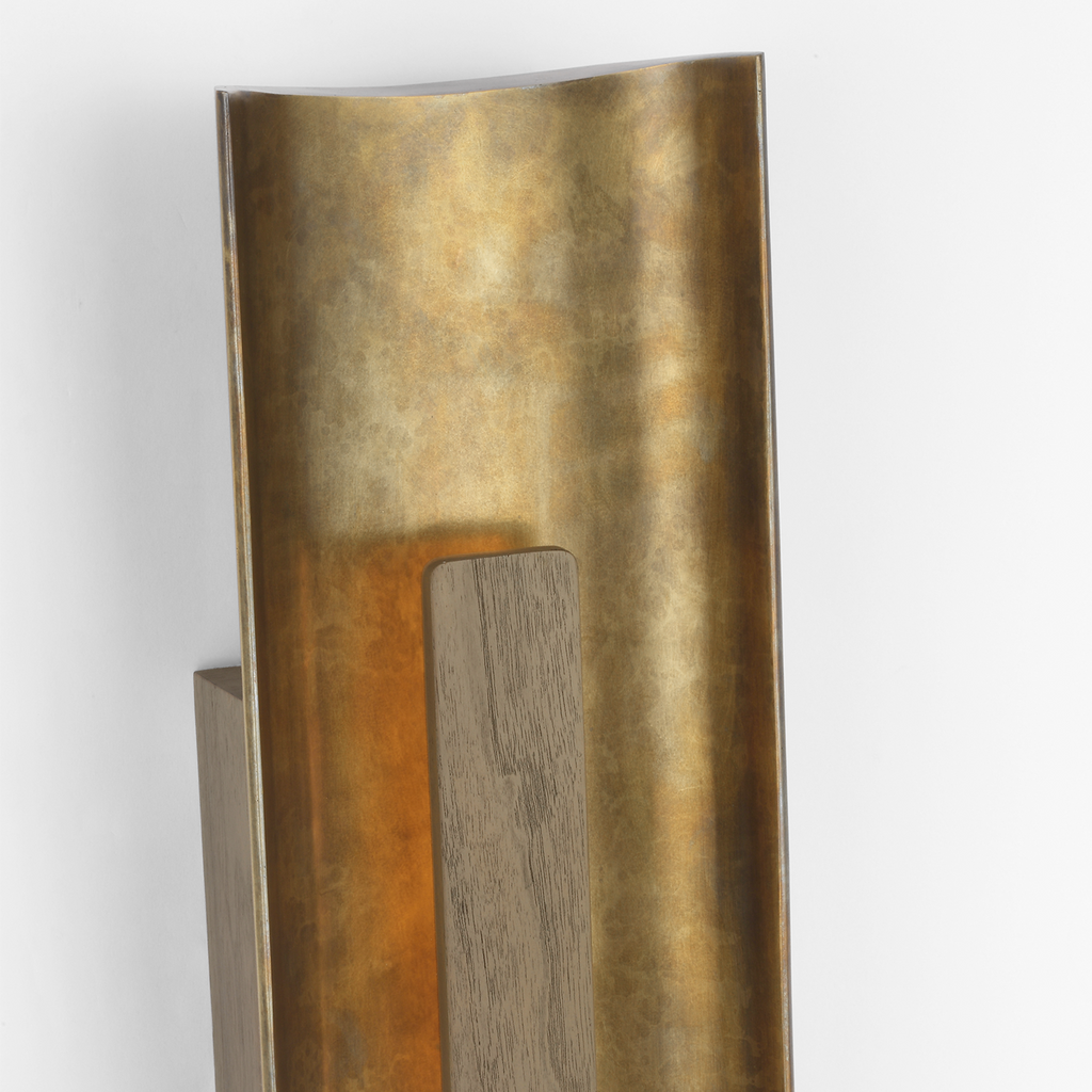 Remi 18" Sconce | Mottled Brass and Warm Walnut