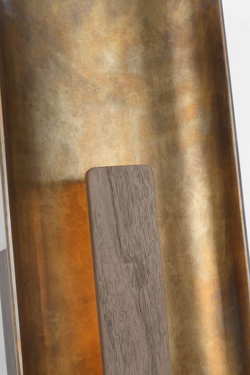 Remi 18" Sconce | Mottled Brass and Warm Walnut
