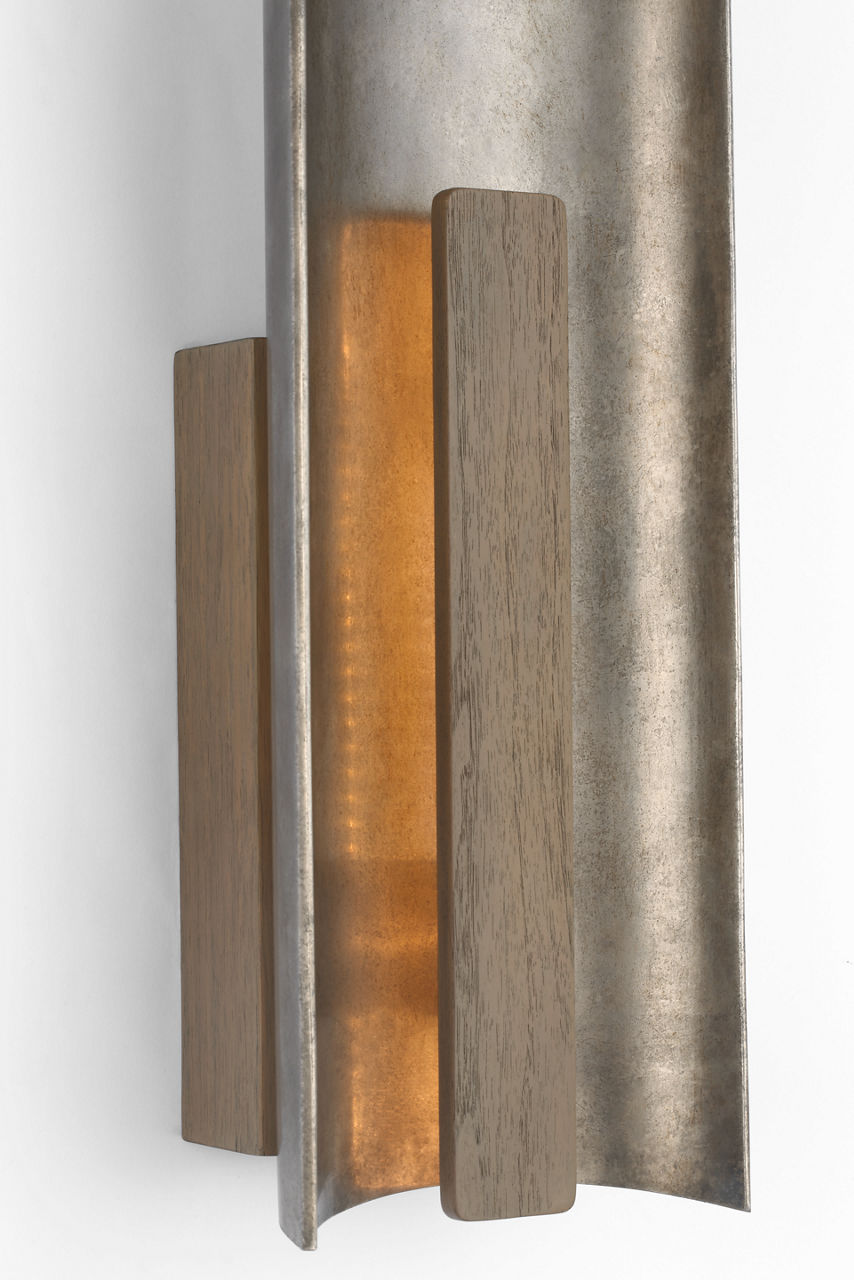 Remi 18" Sconce | Mottled Pewter and Warm Walnut